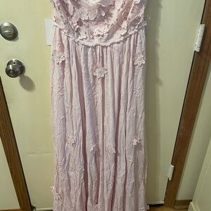 Free People Falling Petals Light Pink Strapless Dress